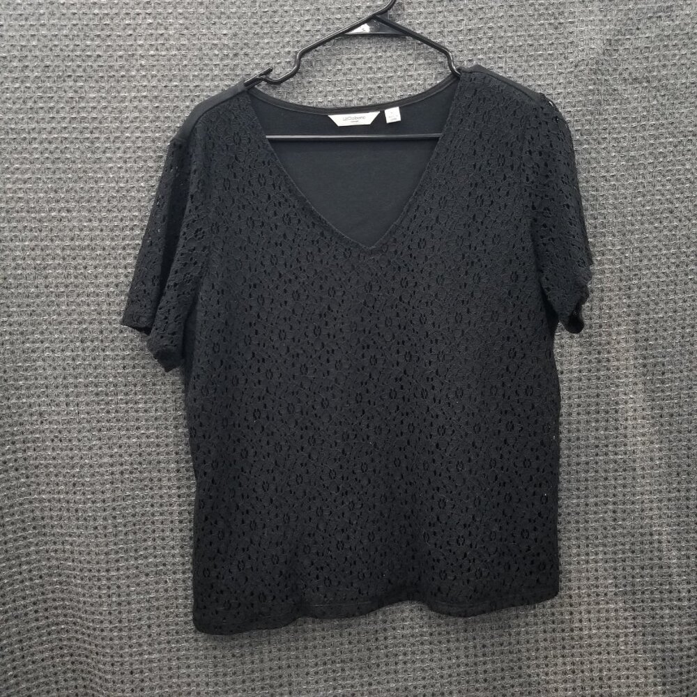 Liz Claiborne Blouse Lace Black short sleeve Women's XL